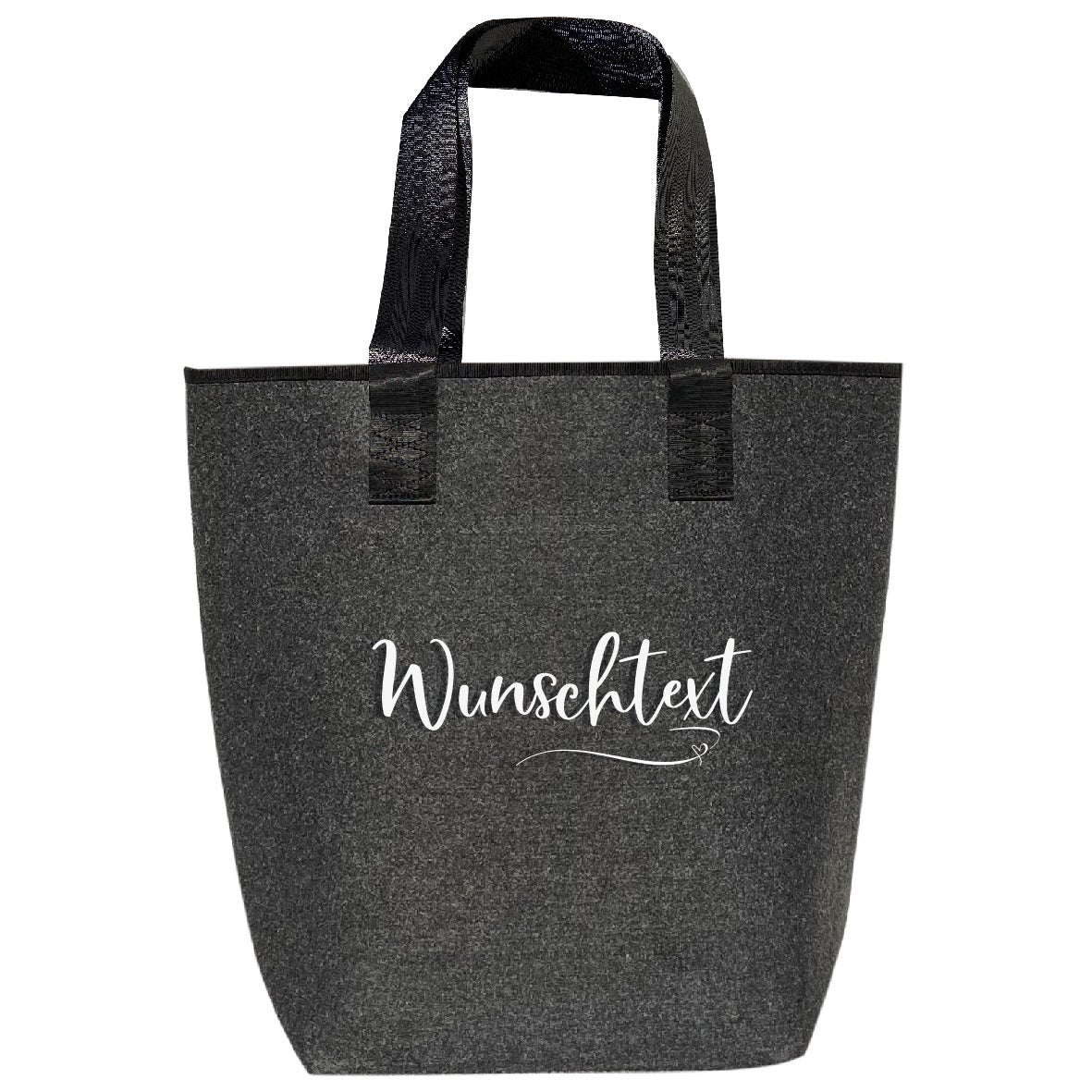  Filz-Tasche  "Dein Wunschtext" 3 PVC Frei - unterschiedliche Designs | Einkaufstasche Shopper dunkelgrau & dunkelblau bestickt