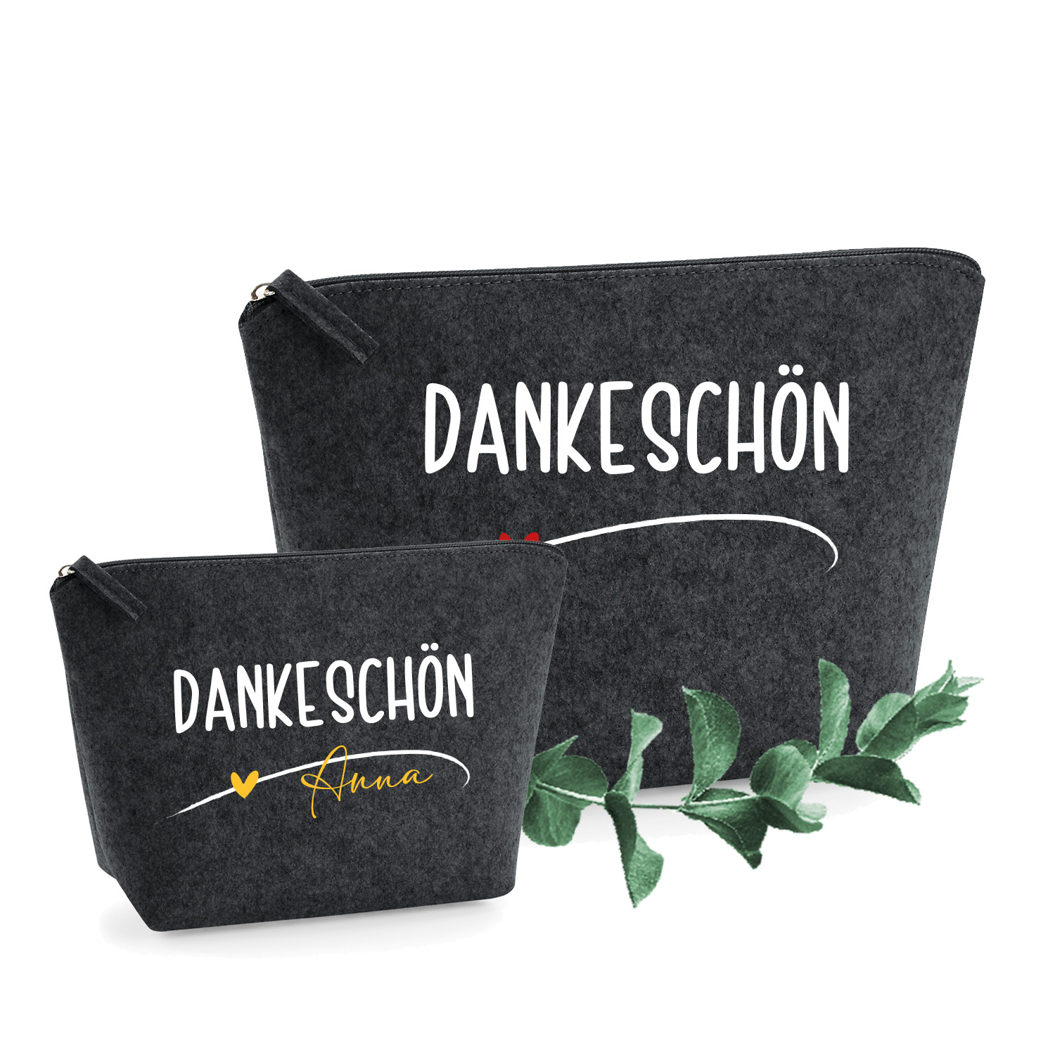 Filztäschen Geld-Geschenk "Dankeschön"  div. Icons für passende Themen zur Auswahl | Filztasche-mit-Name | Kulturbeutel