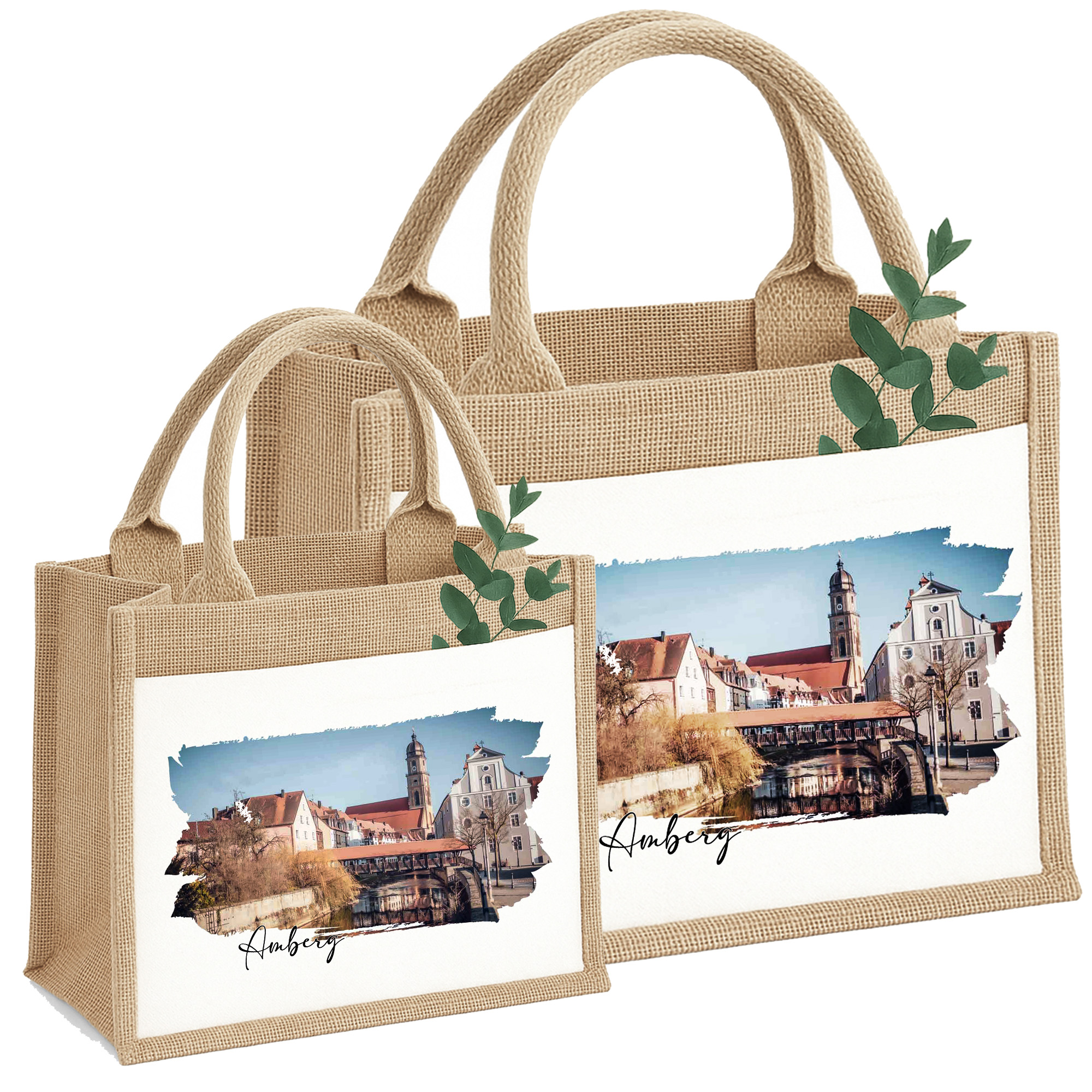  Personalisierte Jutetasche Dein Foto & Wunschtext "Motiv Splash" Geschenk-Tasche individuellem Foto 