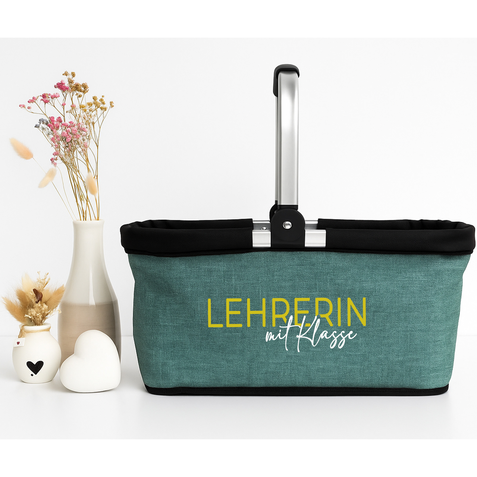 Personalisierter Einkaufskorb Lehrer Lehrerin Frau Mann mit Klasse Tragekorb Picknickkorb faltbar 20L