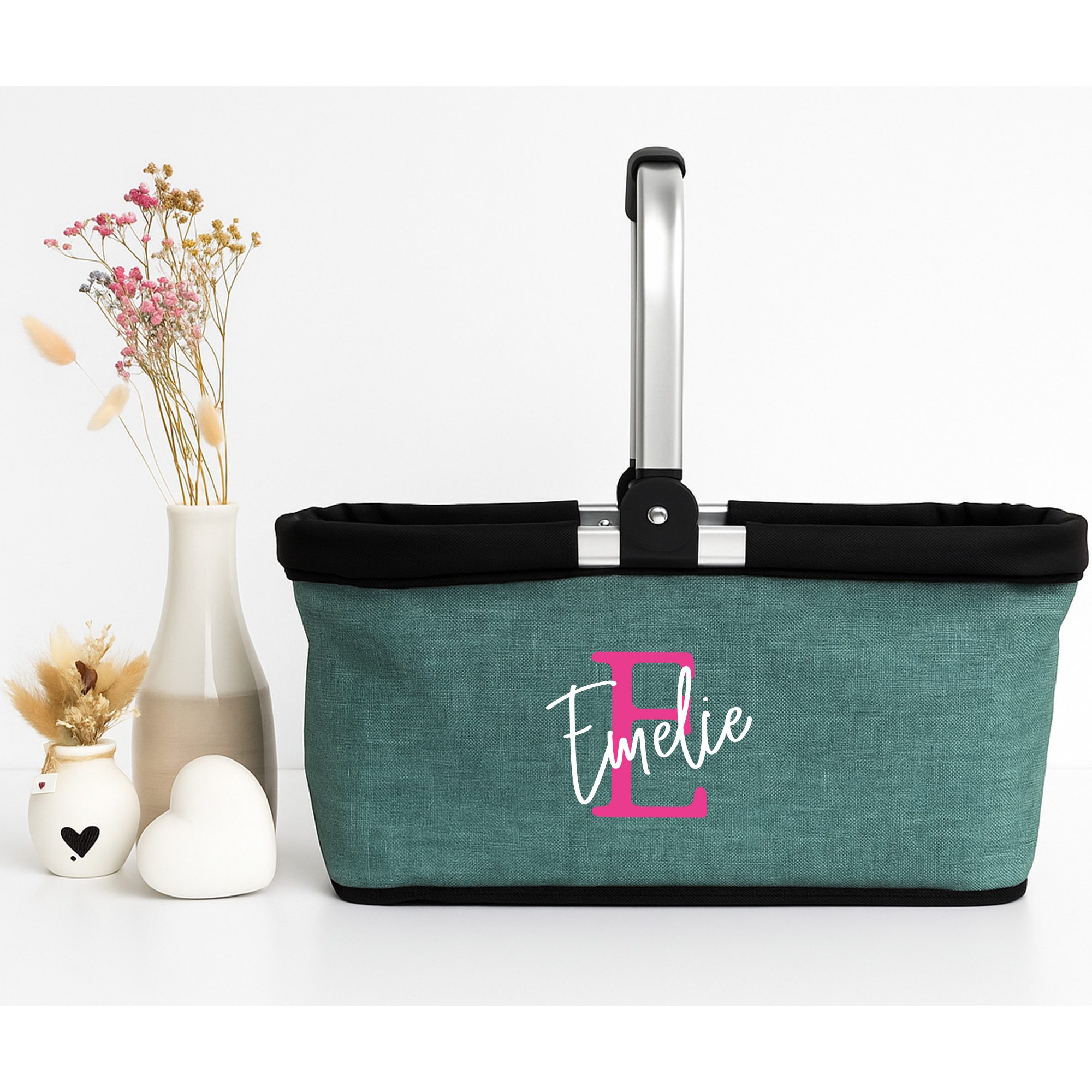 Personalisierter Einkaufskorb Name Initial Wunschwort Tragekorb faltbar  20L 