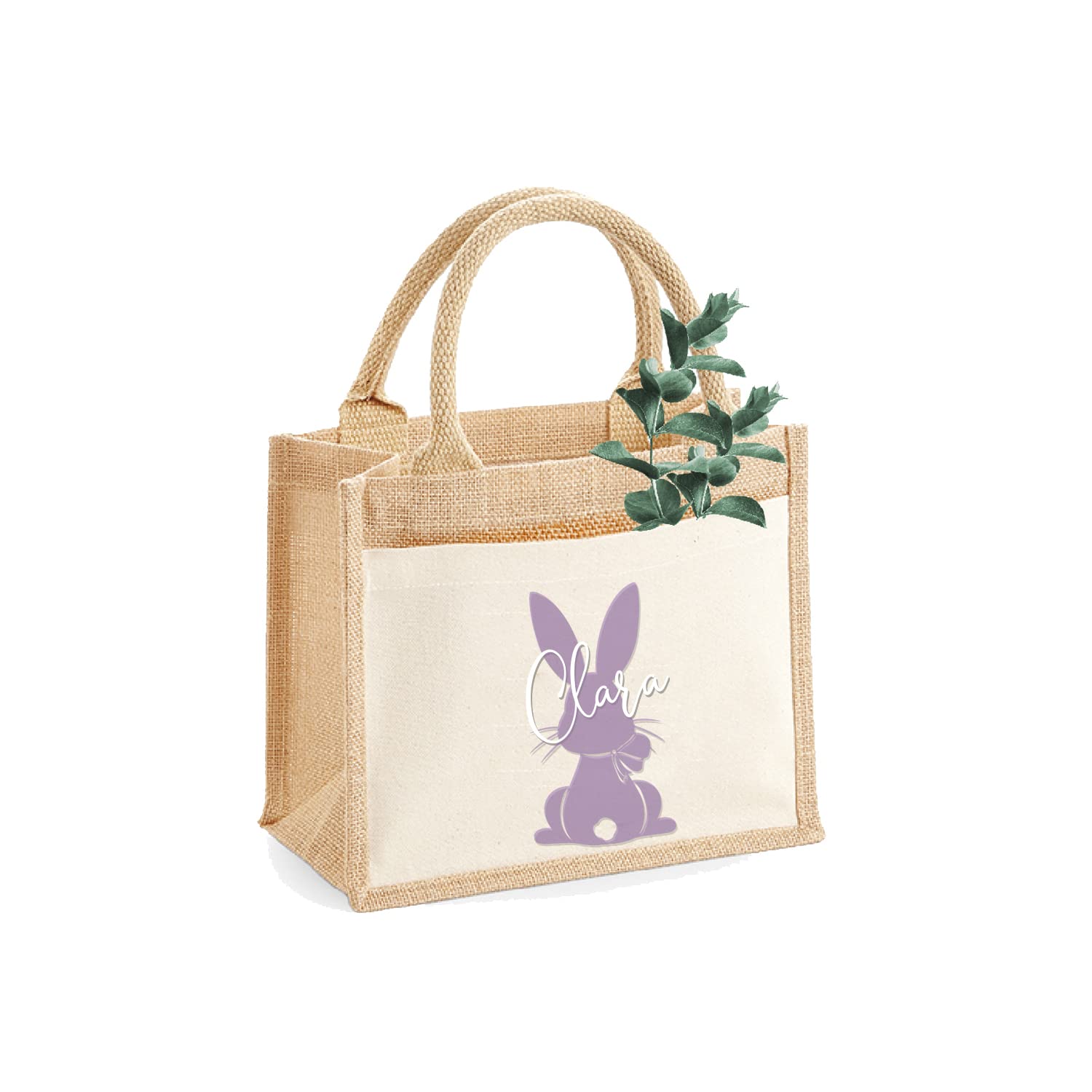 Jute-Tasche Osterhase mit Name personalisiert | Größe S