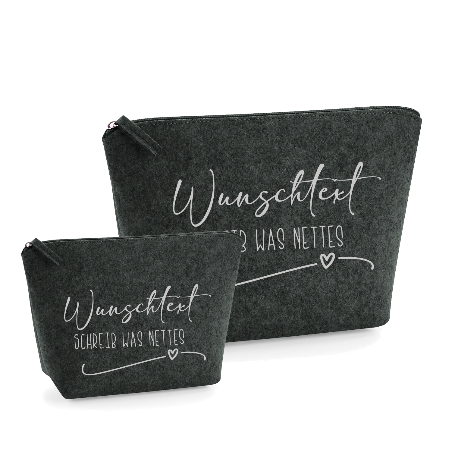 Kulturbeutel Wunschtext | Wunschwort | Geschenkbeutel Personalisiert | Filztasche | Reißverschluss Gr. S & M