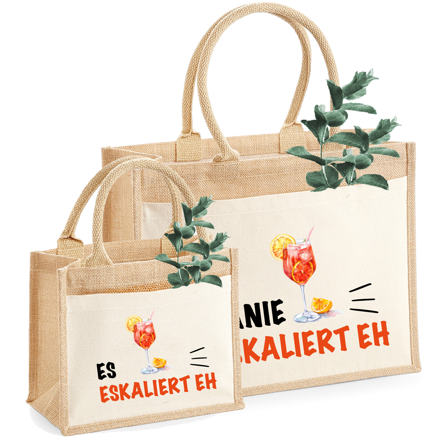  Jute-Tasche Motiv: Es eskaliert EH personalisiert Wunschname  | Größe S & M 
