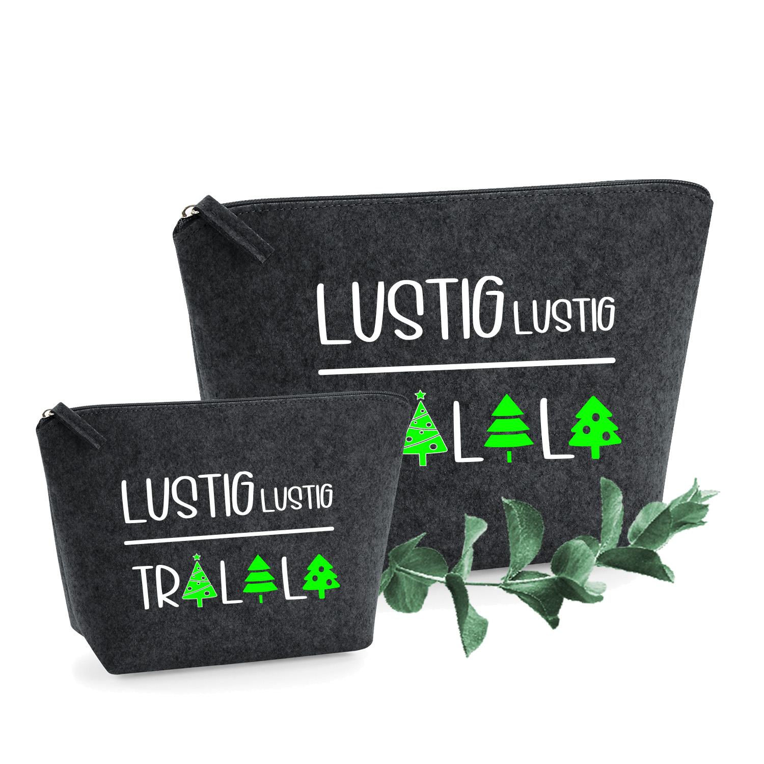 Kleine Filztasche - Geschenkidee zu Weihnachten Motiv "Lustig Lustig Tralalala" – Fröhlich und Individuell