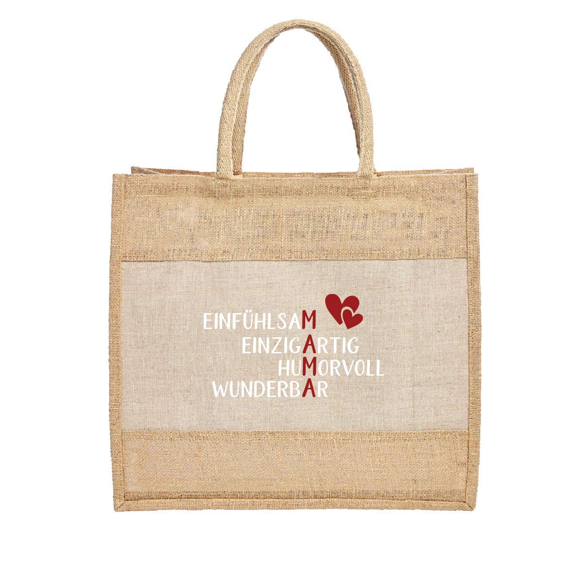 Jute-Tasche groß Shopper Motiv: Mama einfühlsam | personalisiert Innentasche-Reißverschluss | PVC-Frei | hochwertig
