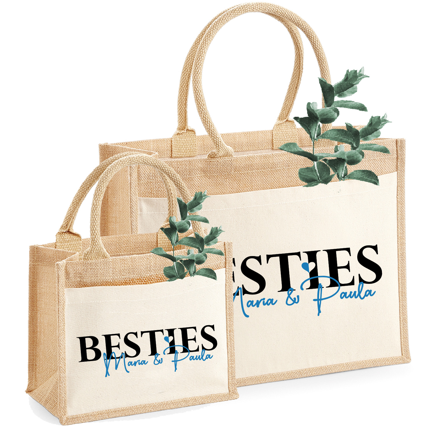  Jute-Tasche Motiv: Besties personalisiert | Beste-Freundin | Größe S & M