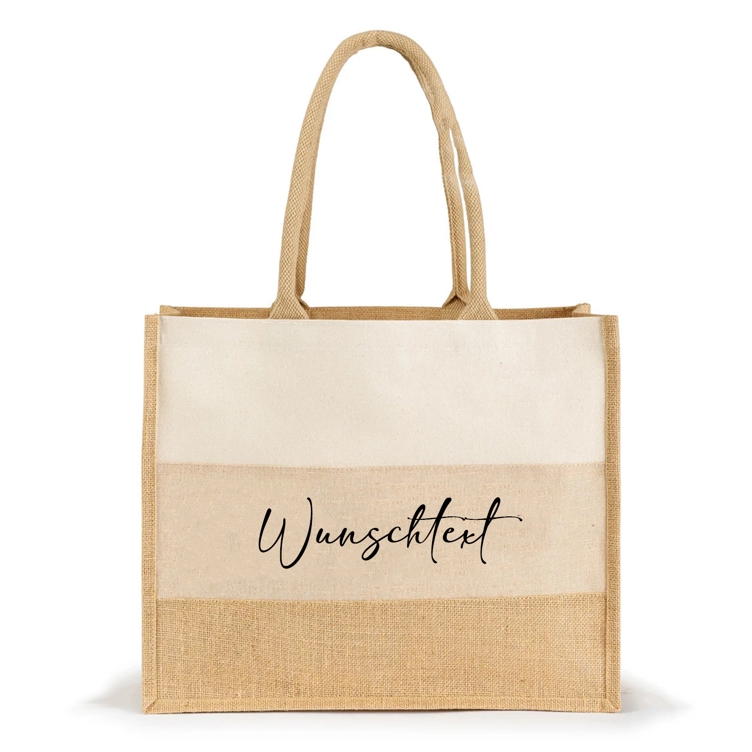 Jute-Tasche Motiv: Wunschtext bedruckt | personalisiert | Fair | Reißverschluss Größe 35x42x15cm