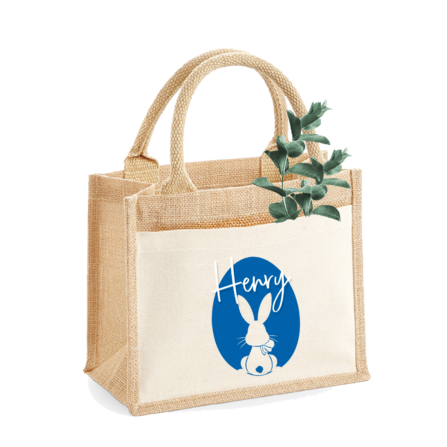 Jute-Tasche 3 Osterhase mit Name personalisiert | Größe S