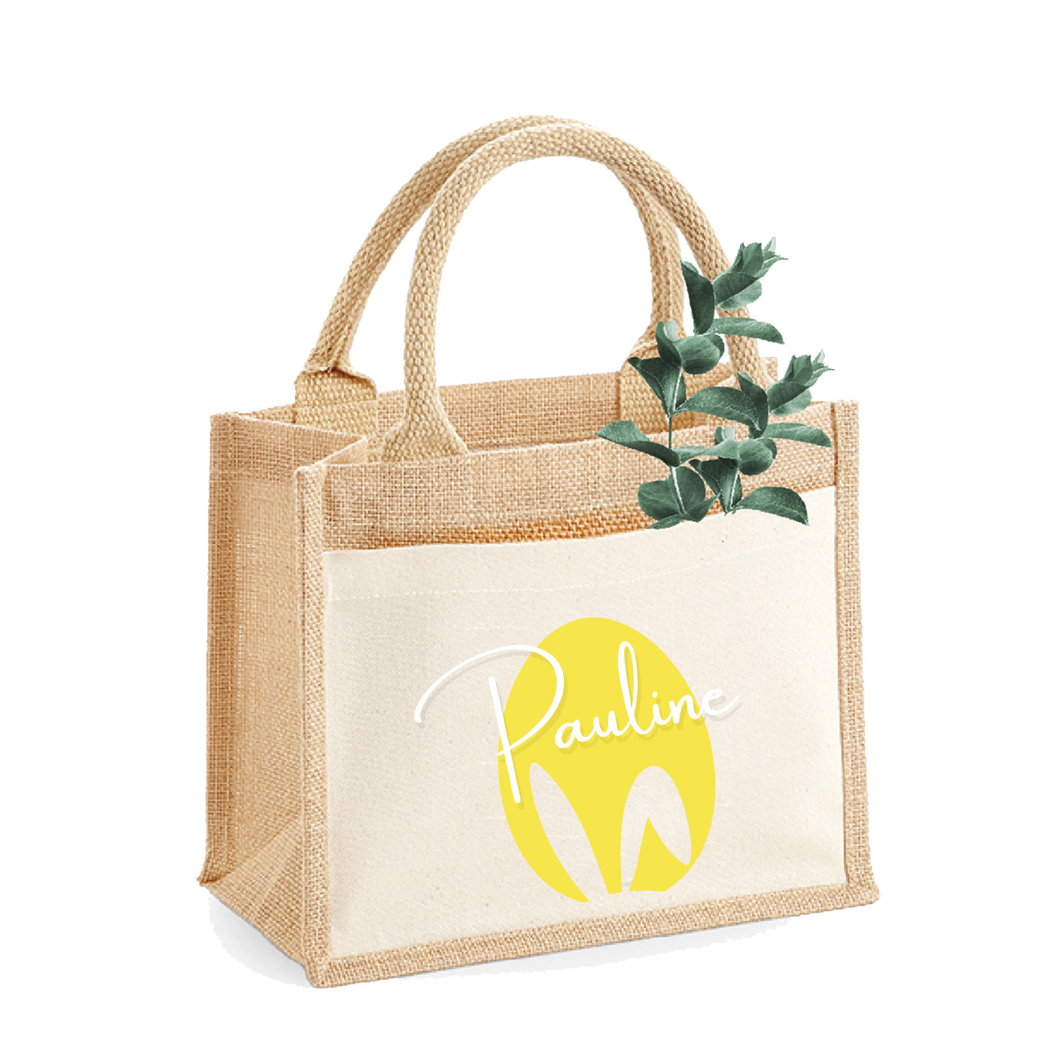 Jute-Tasche Osterei mit Name personalisiert | Größe S